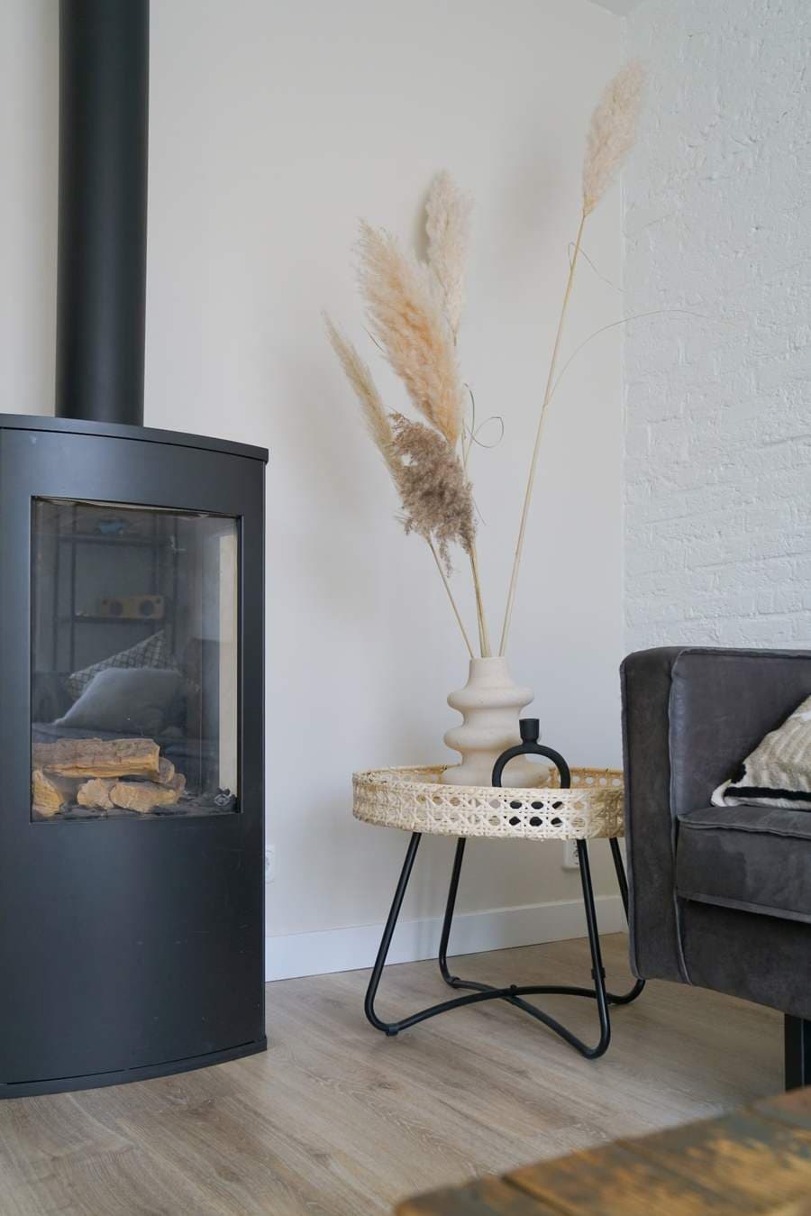 Gas fire with seating area
