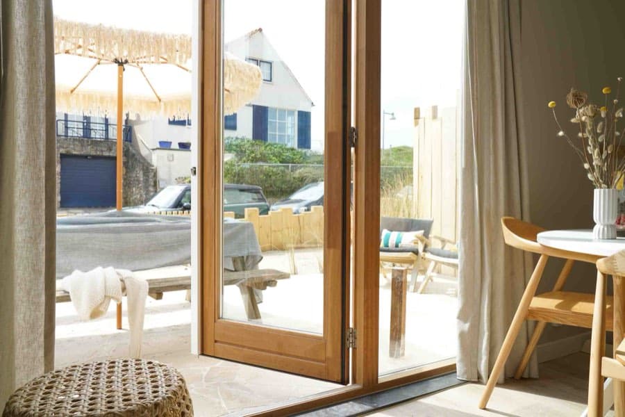 Living space with French doors to the terrace