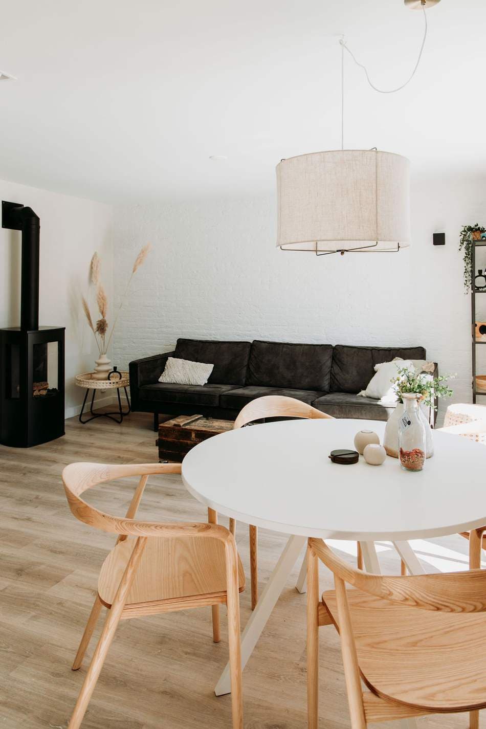 Living room with sofa and gas fire