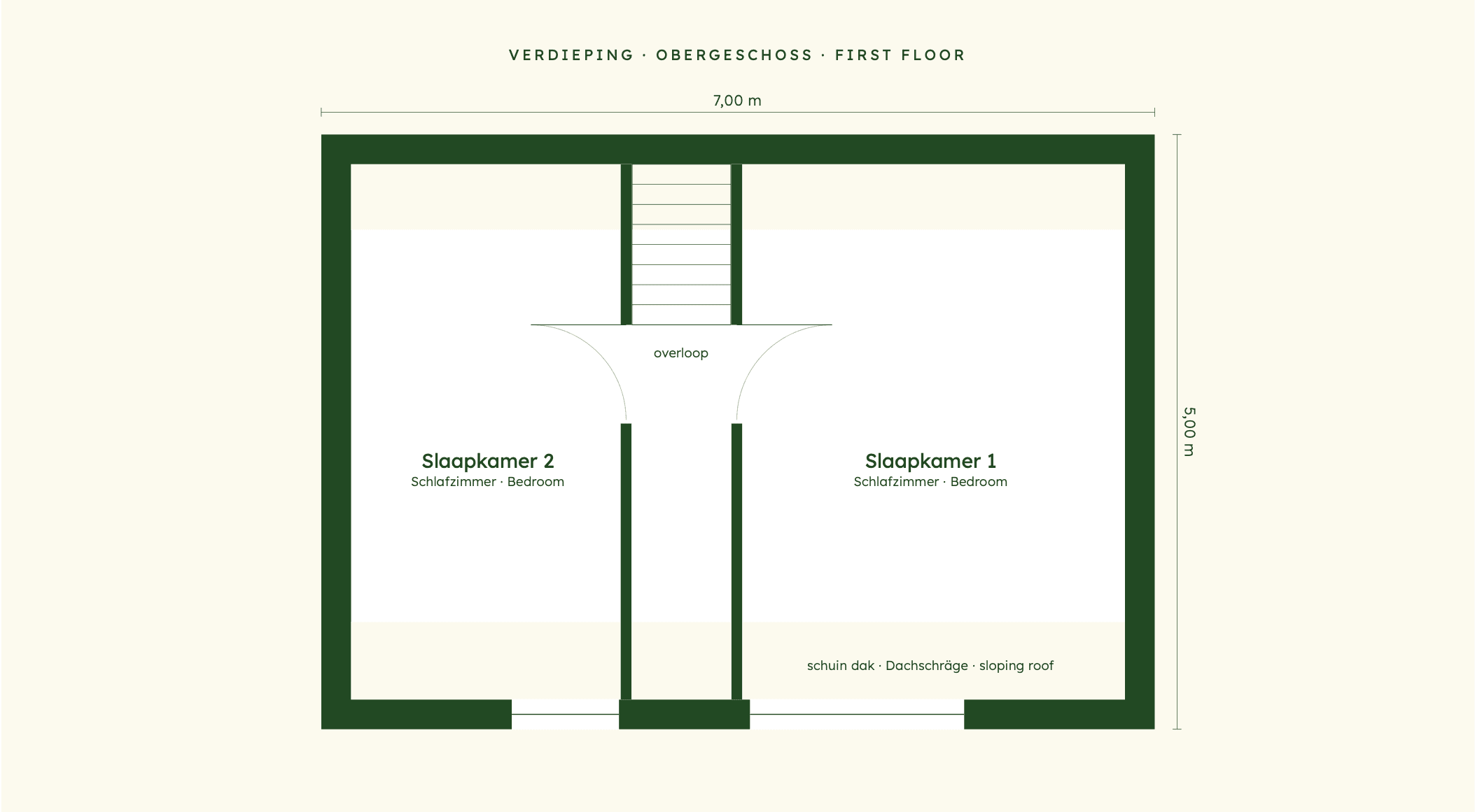 Floor plan Beach Cottage — first floor with two bedrooms