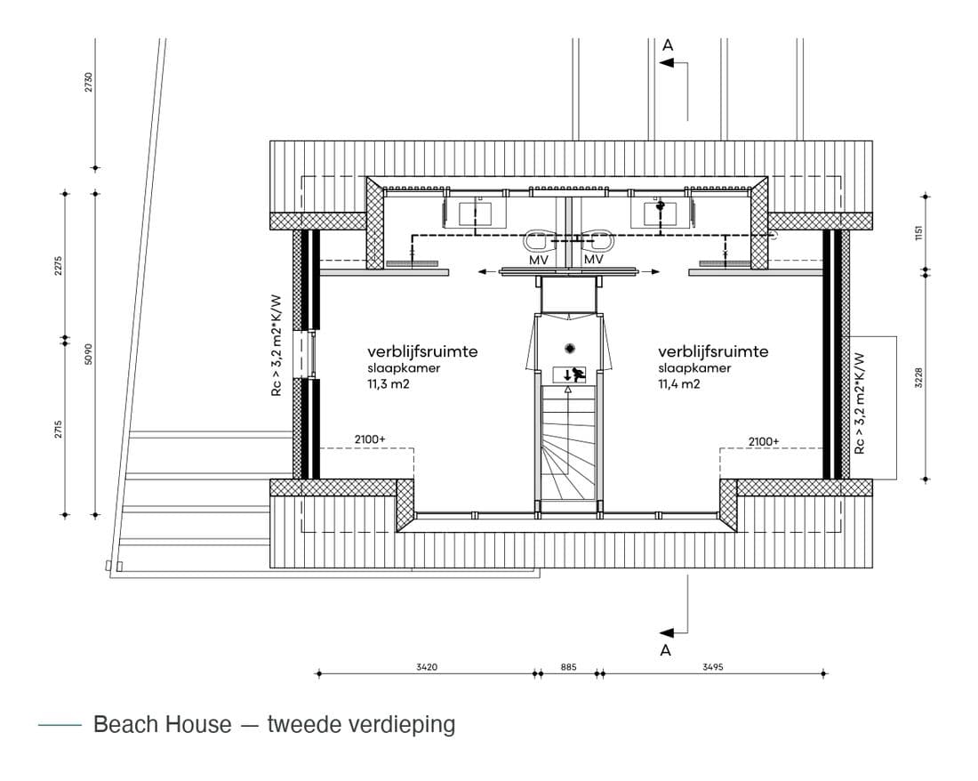 Plattegrond tweede verdieping
